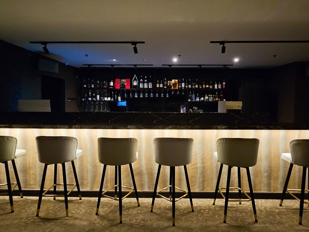 Bar counter with premium spirits